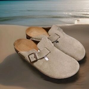 RARE Birkinstock Boston Taupe 39 Narrow L8 M6 Original Footbed Vintage? READ